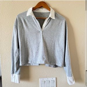 5 for $20 AERIE Cropped Long Sleeve Polo Shirt Oversized S